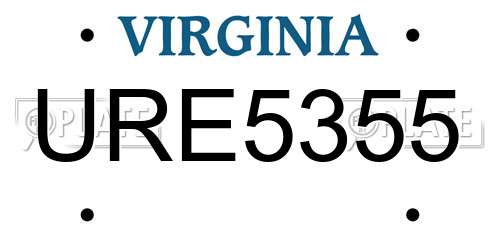 URE5355 Virginia License Plate