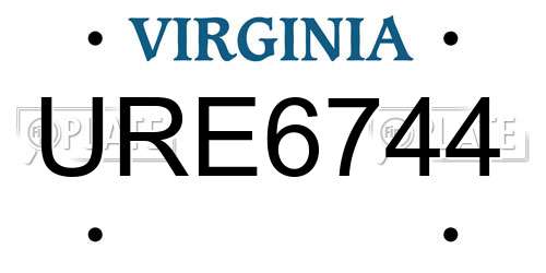 URE6744 Virginia License Plate