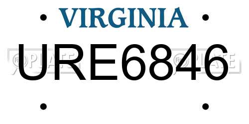URE6846 Virginia License Plate