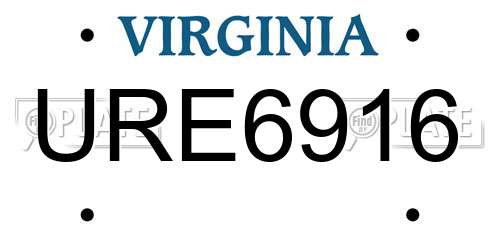 URE6916 Virginia License Plate