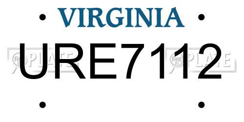 URE7112 Virginia License Plate