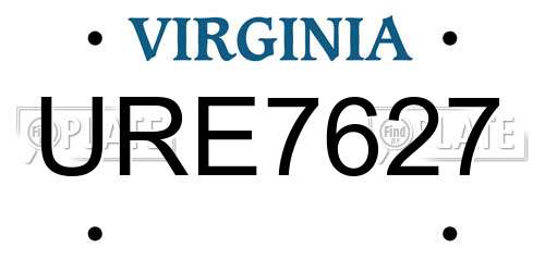 URE7627 Virginia License Plate
