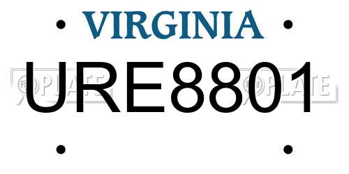 URE8801 Virginia License Plate