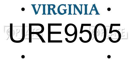 URE9505 Virginia License Plate