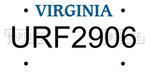 URF2906 Virginia License Plate