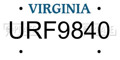 URF9840 Virginia License Plate