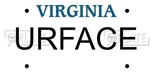 URFACE Virginia License Plate
