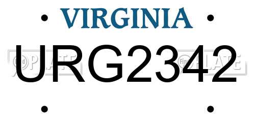 URG2342 Virginia License Plate