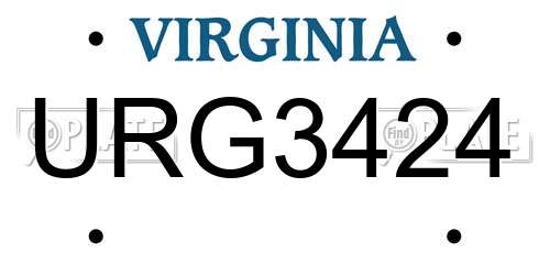 URG3424 Virginia License Plate