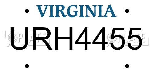 URH4455 Virginia License Plate