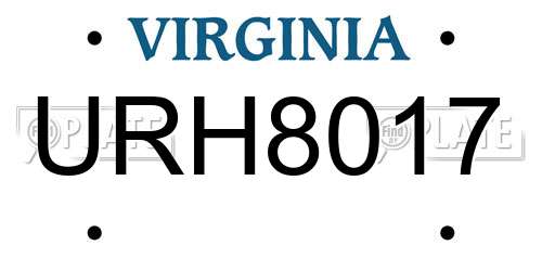 URH8017 Virginia License Plate