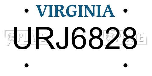 URJ6828 Virginia License Plate