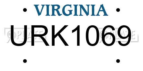 URK1069 Virginia License Plate
