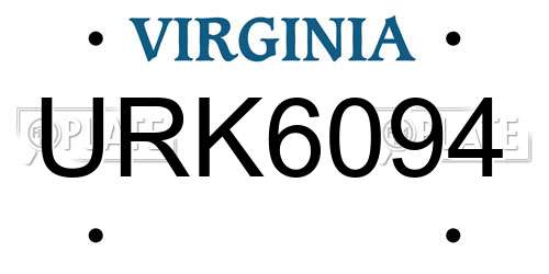 URK6094 Virginia License Plate