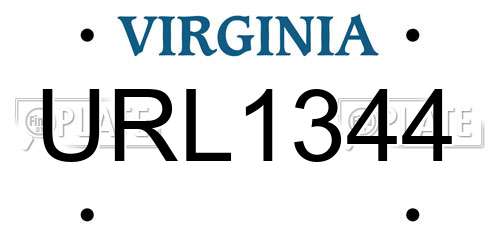 URL1344 Virginia License Plate