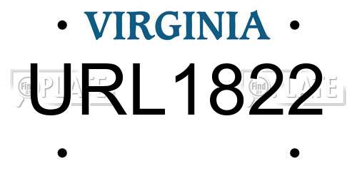 URL1822 Virginia License Plate