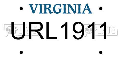 URL1911 Virginia License Plate