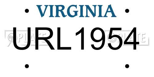 URL1954 Virginia License Plate