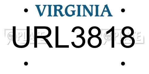 URL3818 Virginia License Plate
