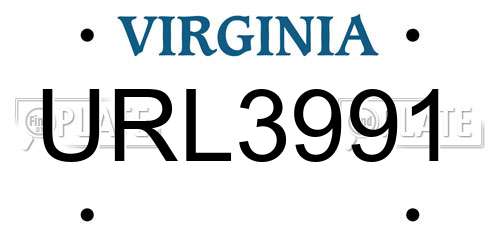 URL3991 Virginia License Plate