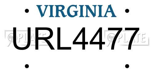 URL4477 Virginia License Plate