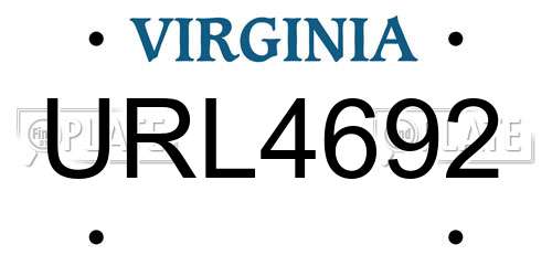 URL4692 Virginia License Plate