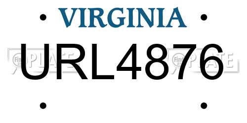 URL4876 Virginia License Plate