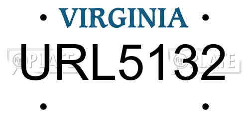 URL5132 Virginia License Plate