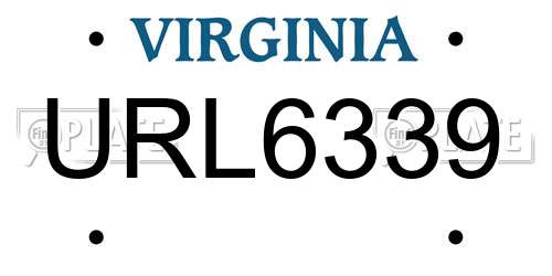 URL6339 Virginia License Plate