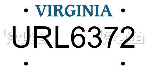 URL6372 Virginia License Plate