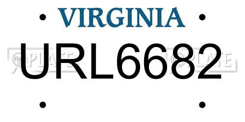 URL6682 Virginia License Plate