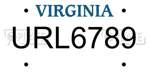 URL6789 Virginia License Plate