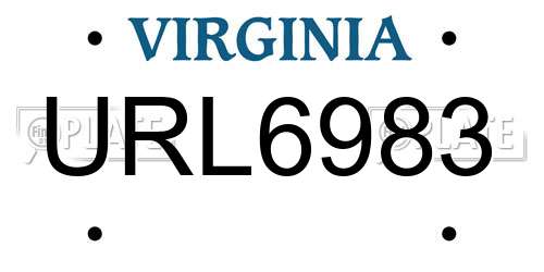 URL6983 Virginia License Plate