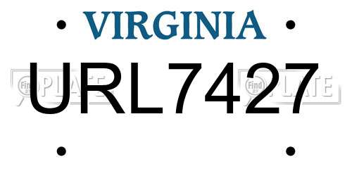 URL7427 Virginia License Plate