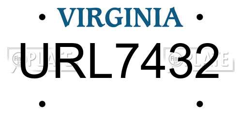 URL7432 Virginia License Plate