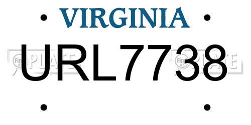 URL7738 Virginia License Plate