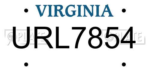 URL7854 Virginia License Plate