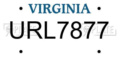 URL7877 Virginia License Plate