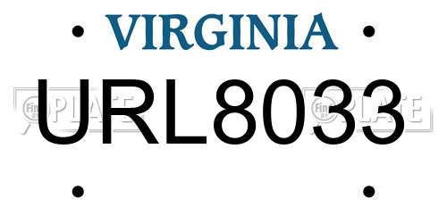 URL8033 Virginia License Plate