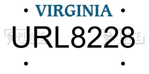 URL8228 Virginia License Plate