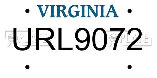 URL9072 Virginia License Plate