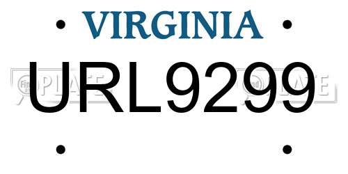 URL9299 Virginia License Plate