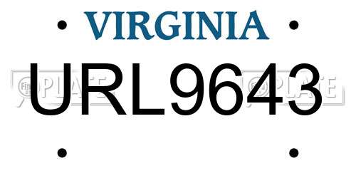 URL9643 Virginia License Plate