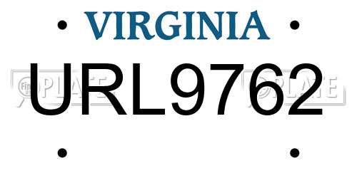 URL9762 Virginia License Plate