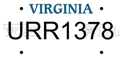 URR1378 Virginia License Plate
