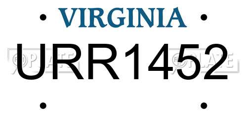URR1452 Virginia License Plate