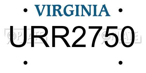 URR2750 Virginia License Plate