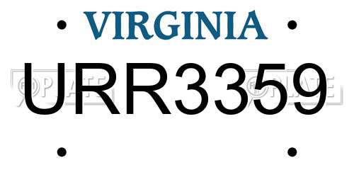 URR3359 Virginia License Plate