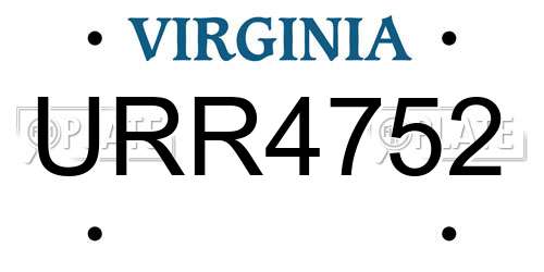 URR4752 Virginia License Plate