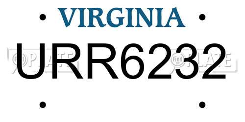 URR6232 Virginia License Plate